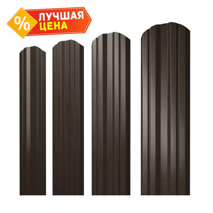 Штакетник Twin фигурный Grand Line 0,45 Drap ST RR 32 Темно-Коричневый