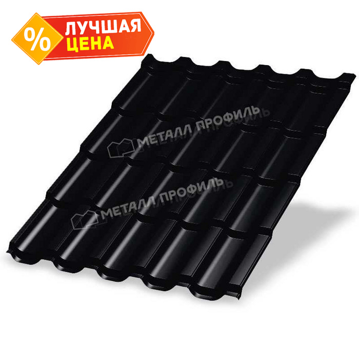 Металлочерепица Металл-Профиль Трамонтана-ML 0,5 VikingMP® E RAL 9005 Черный темный
