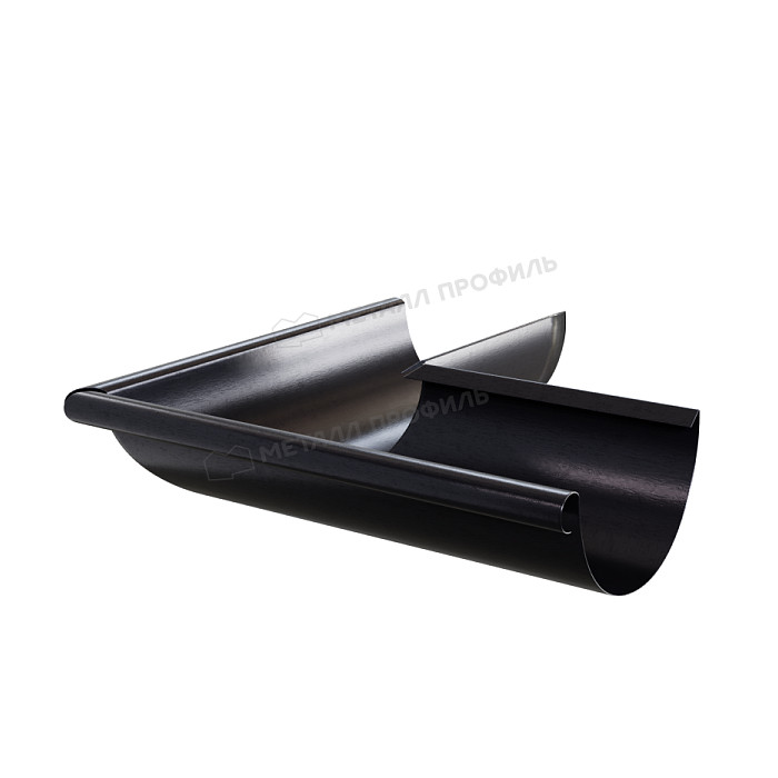 Угол желоба наружный МЕТАЛЛ ПРОФИЛЬ PURMAN BLACK EDITION D125 Ral 9005 - фото №1